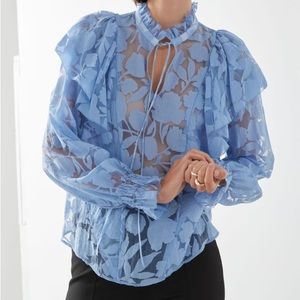 NWT Paris Atelier & Other Stories blue sheer ruffle blouse